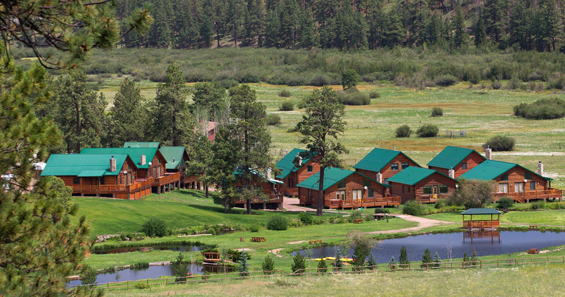 Aerial of Log Cabins