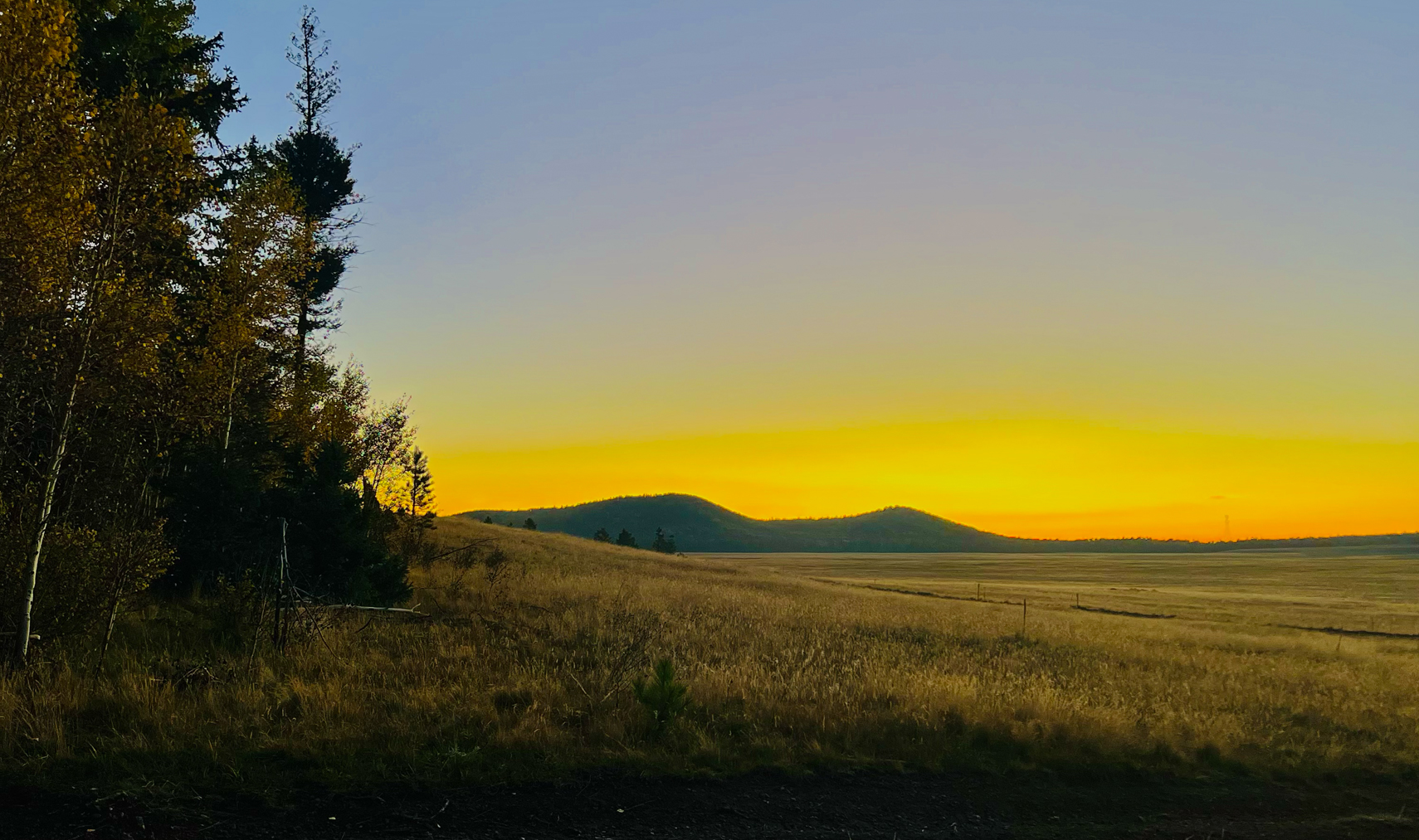 Sunset over the Apache-Sitgreaves National Forest in Greer, Arizona during fall